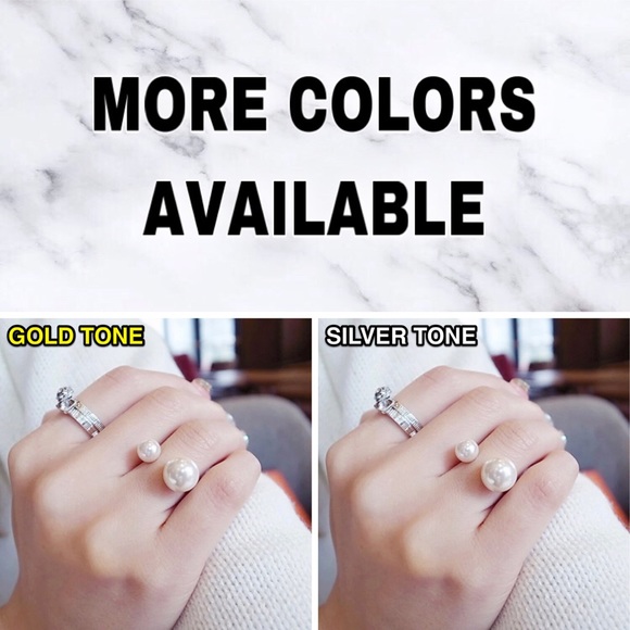 🔴5/$15🔴CLEARANCE Two Pearl Gold Simple Ring NEW - Picture 13 of 15
